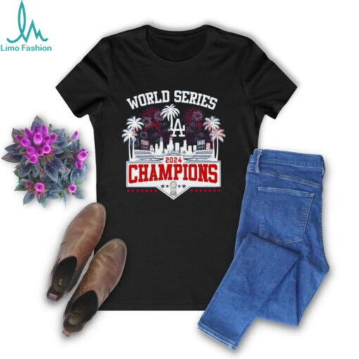 Los Angeles Dodgers 2024 Champions World Series Celebration With Fan T Shirt