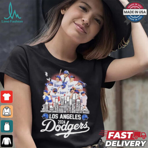 Los Angeles Dodgers 2024 National League Champions city skyline players names shirt