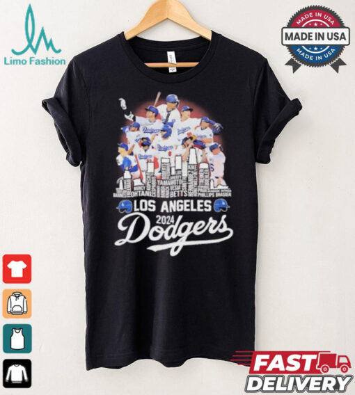 Los Angeles Dodgers 2024 National League Champions city skyline players names shirt