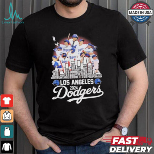 Los Angeles Dodgers 2024 National League Champions city skyline players names shirt