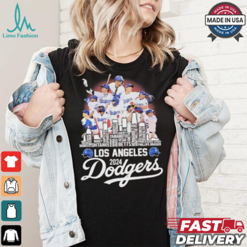 Los Angeles Dodgers 2024 National League Champions city skyline players names shirt