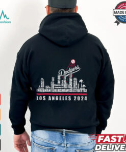 Los Angeles Dodgers 2024 names city skyline shirt