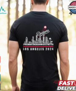 Los Angeles Dodgers 2024 names city skyline shirt