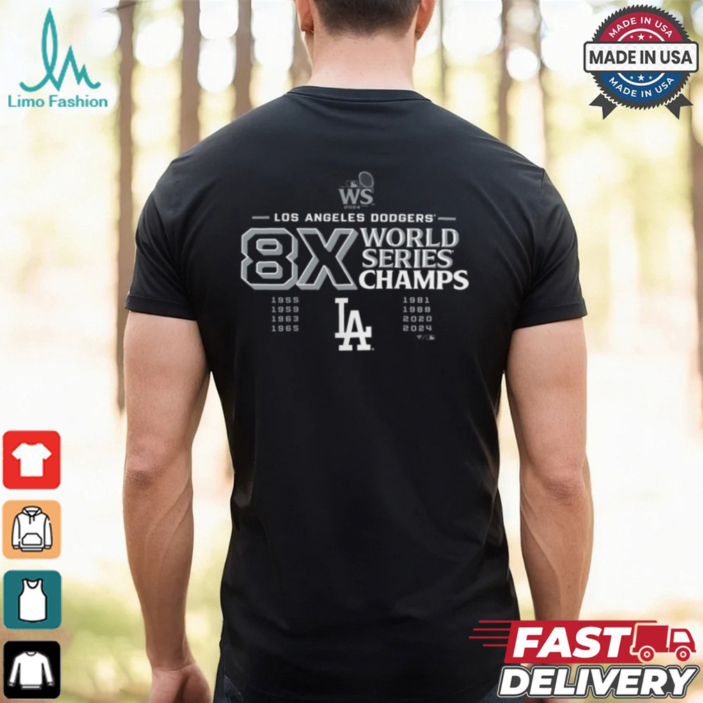 Los Angeles Dodgers 8 Time World Series Champions Logo T Shirt Los Angeles Dodgers 8 Time World Series Champions Logo T Shirt