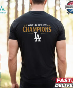 Los Angeles Dodgers Fanatics Black 2024 World Series Champions Jersey Roster T Shirt