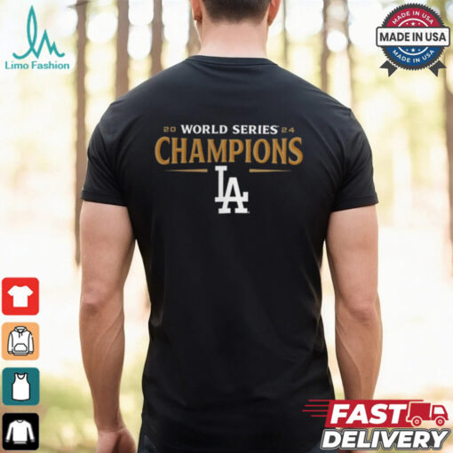 Los Angeles Dodgers Fanatics Black 2024 World Series Champions Jersey Roster T Shirt