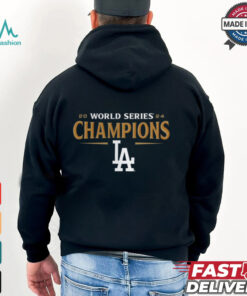 Los Angeles Dodgers Fanatics Black 2024 World Series Champions Jersey Roster T Shirt