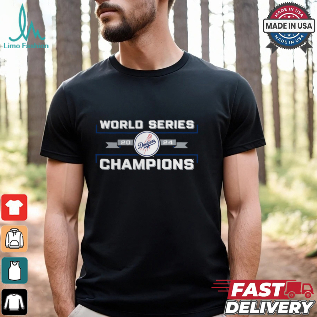 Los Angeles Dodgers Fanatics Black 2024 World Series Champions Logo T Shirt Los Angeles Dodgers Fanatics Black 2024 World Series Champions Logo T Shirt