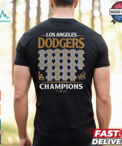 Los Angeles Dodgers Fanatics Black 2024 World Series Champions Roster T Shirt