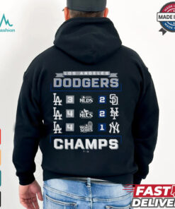 Los Angeles Dodgers Fanatics Black 2024 World Series Champions Schedule T Shirt