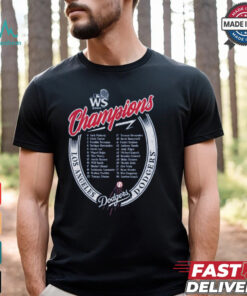 Los Angeles Dodgers Majestic Threads Royal 2024 World Series Champions Tri Blend Roster T Shirt