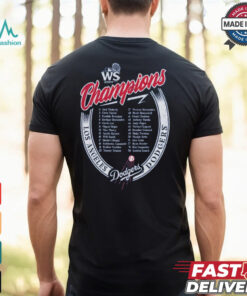 Los Angeles Dodgers Majestic Threads Royal 2024 World Series Champions Tri Blend Roster T Shirt