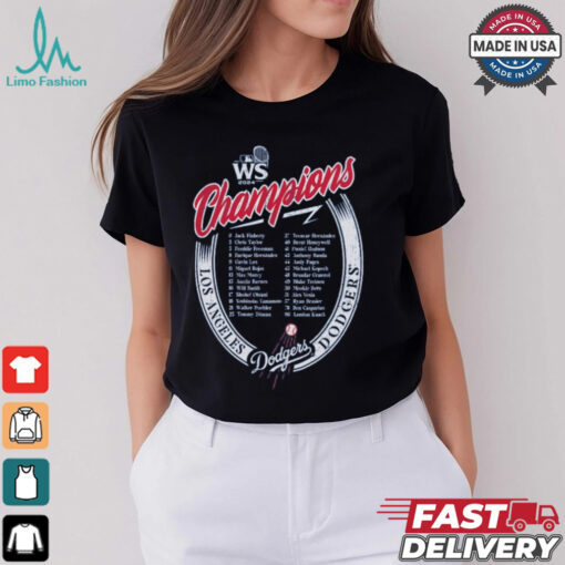 Los Angeles Dodgers Majestic Threads Royal 2024 World Series Champions Tri Blend Roster T Shirt