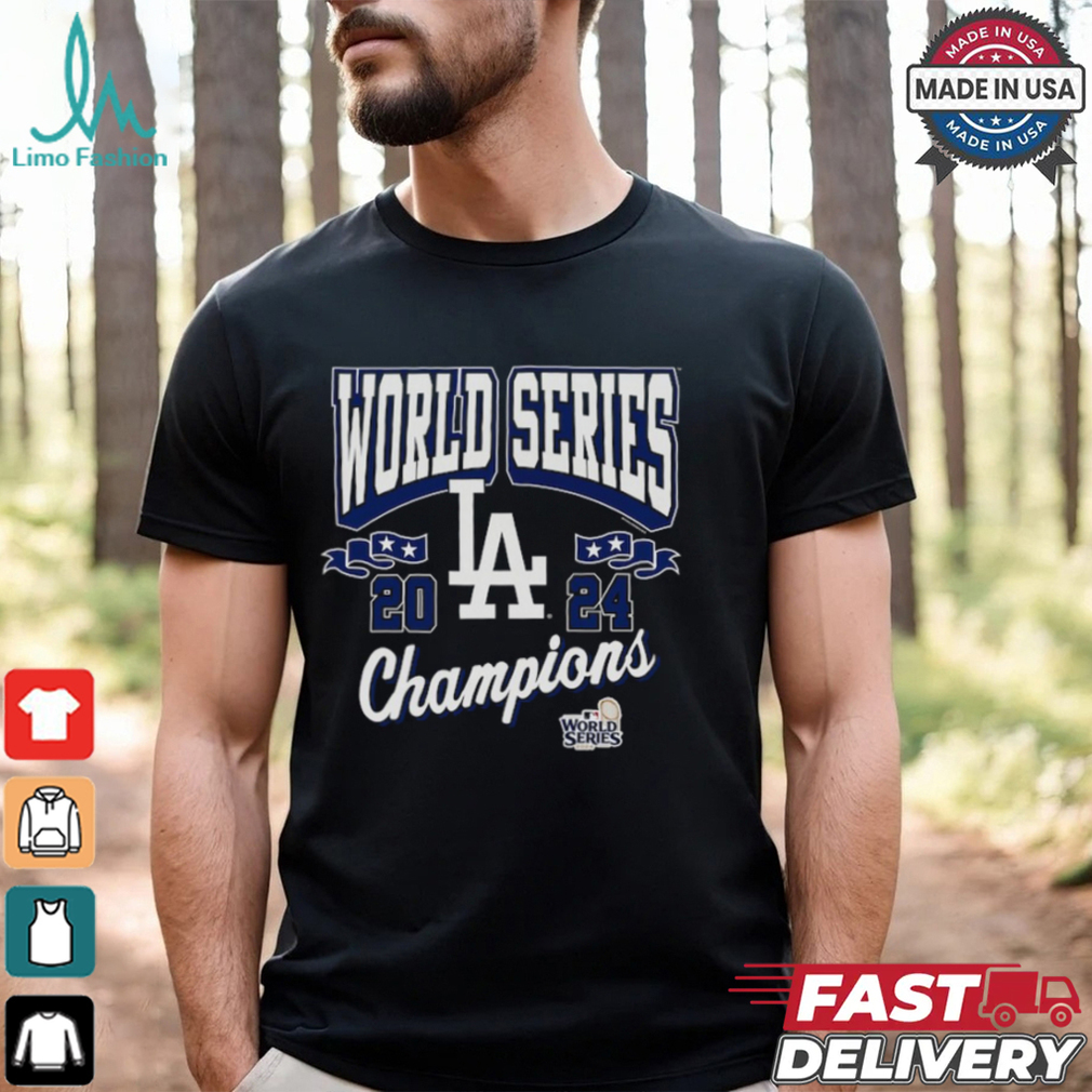 Los Angeles Dodgers Mitchell & Ness Black 2024 World Series Champions Arch Logo T Shirt Los Angeles Dodgers Mitchell & Ness Black 2024 World Series Champions Arch Logo T Shirt
