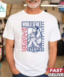 Los Angeles Dodgers Shohei Ohtani Fanatics White 2024 World Series Champions Kanji Swing T Shirt