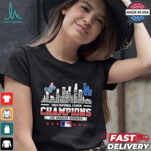 Los Angeles Dodgers Skyline 2024 Celebrating National League Champions T Shirt