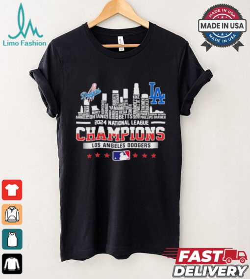 Los Angeles Dodgers Skyline 2024 Celebrating National League Champions T Shirt