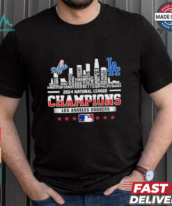 Los Angeles Dodgers Skyline 2024 Celebrating National League Champions T Shirt