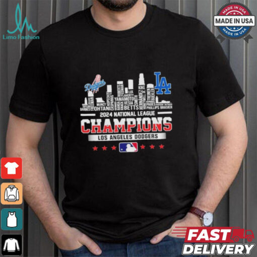 Los Angeles Dodgers Skyline 2024 Celebrating National League Champions T Shirt