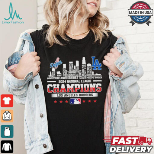 Los Angeles Dodgers Skyline 2024 Celebrating National League Champions T Shirt