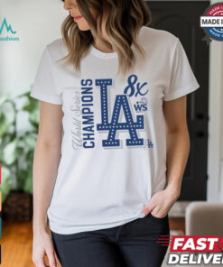 Los Angeles Dodgers White 8 Time World Series Champions T Shirt