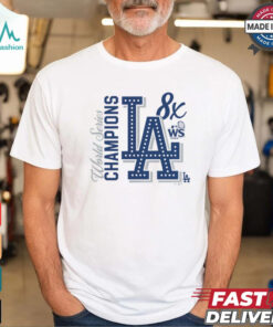 Los Angeles Dodgers White 8 Time World Series Champions T Shirt