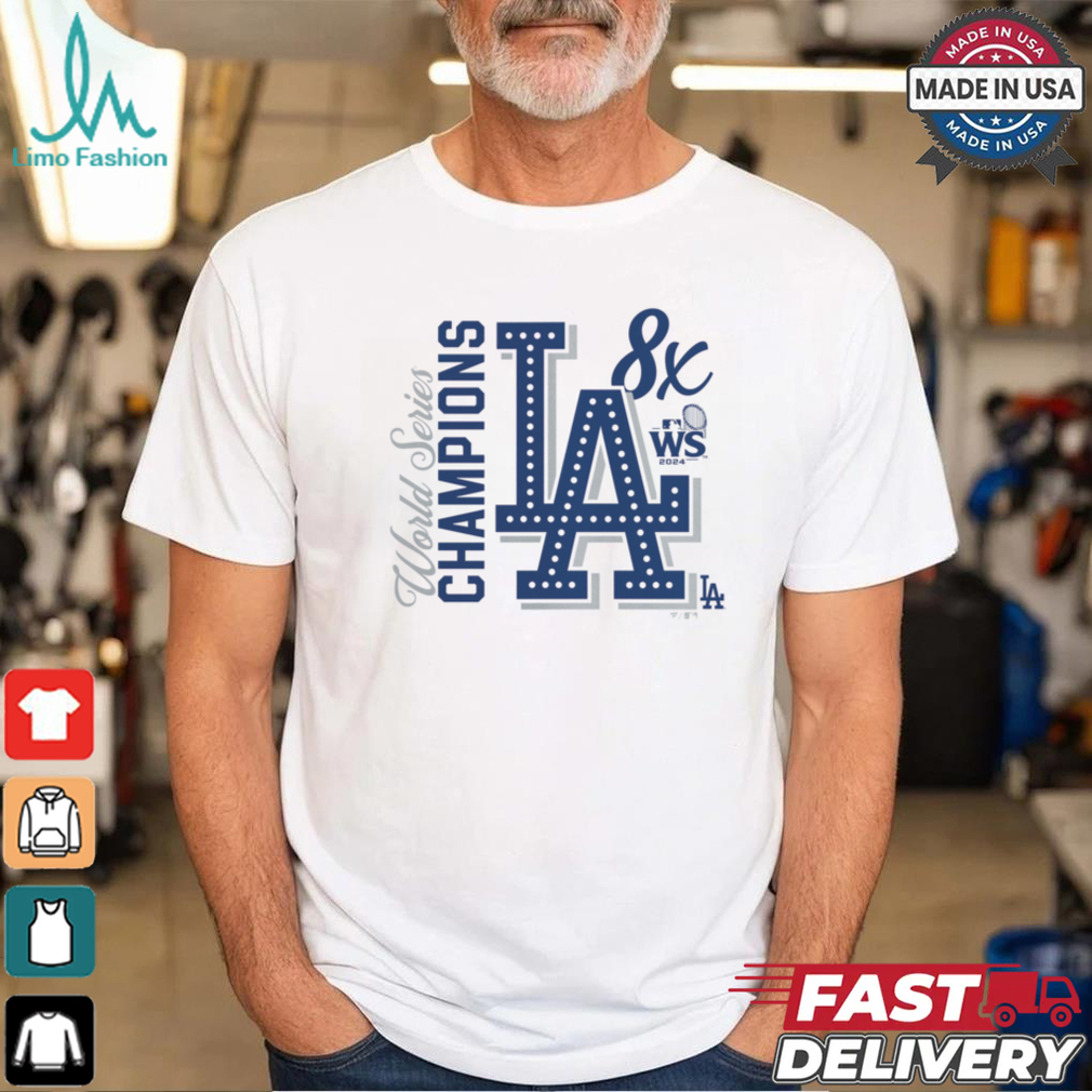 Los Angeles Dodgers White 8 Time World Series Champions T Shirt Los Angeles Dodgers White 8 Time World Series Champions T Shirt