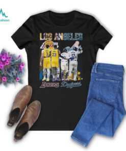 Los Angeles Lakers Los Angeles Dodgers Celebrating Championship T Shirt