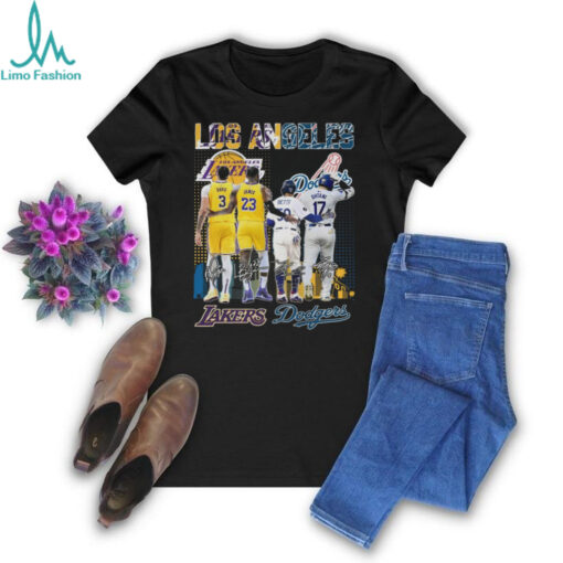 Los Angeles Lakers Los Angeles Dodgers Celebrating Championship T Shirt