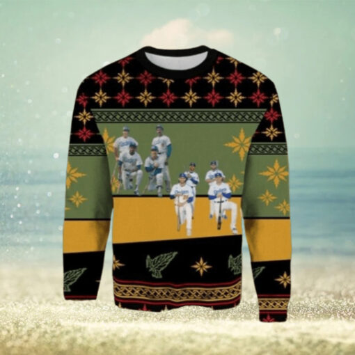 MLB LA Dodgers Team Lineup Green And Gold Ugly Christmas Sweater