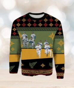 MLB LA Dodgers Team Lineup Green And Gold Ugly Christmas Sweater