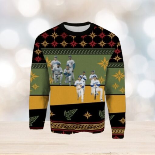 MLB LA Dodgers Team Lineup Green And Gold Ugly Christmas Sweater