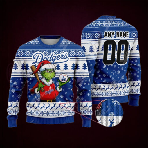 MLB Los Angeles Dodgers Grinch Christmas Sweater Design