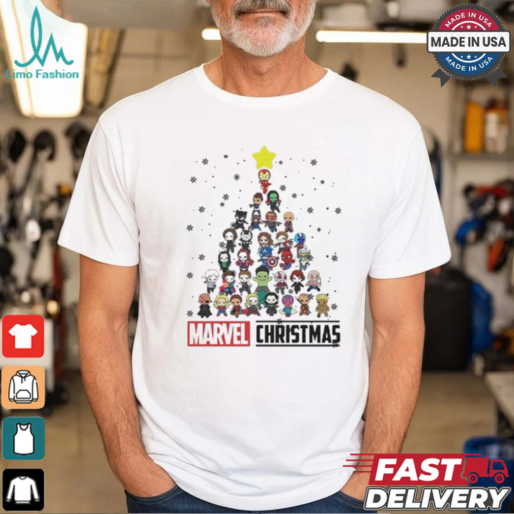 Marvel Studios Avengers Characters Chibi Tree Christmas Shirt Marvel Studios Avengers Characters Chibi Tree Christmas Shirt