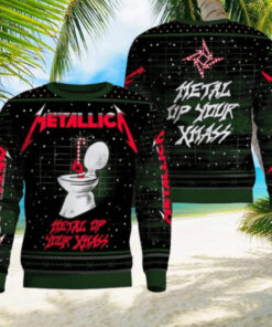 Metallica Metal Up Your Xmass Funny Iconic Toilet Candy Crane Ugly Christmas Sweater