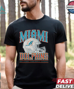 Miami Dolphins Helmet Garment Dyed Heavyweight T Shirt