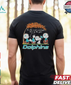 Miami Dolphins Peanuts Charlie Brown and Snoopy Autumn Tee shirt