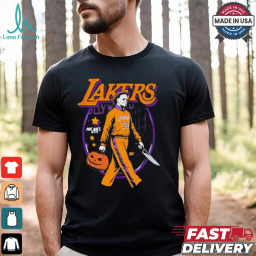 Michael Myers x Los Angeles Lakers NBA Graphic 2024 t shirt