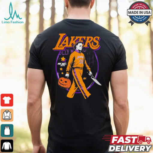 Michael Myers x Los Angeles Lakers NBA Graphic 2024 t shirt