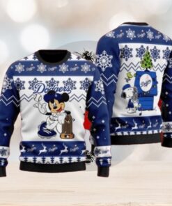 Mickey And Snoopy Dodgers Champions Ugly Christmas Sweater