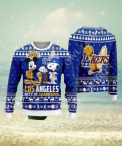 Mickey And Snoopy LA City of Champions Ugly Sweater