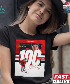Milestone Moments Alex Vlasic Chicago Blackhawks 100 Game Played Signature Poster t shirt