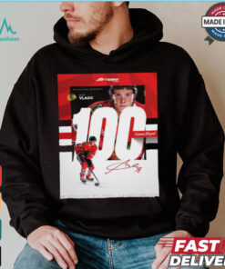 Milestone Moments Alex Vlasic Chicago Blackhawks 100 Game Played Signature Poster t shirt