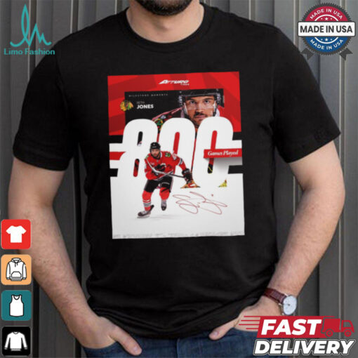 Milestone Moments Seth Jones Chicago Blackhawks 800 Game Played Signature Poster t shirt