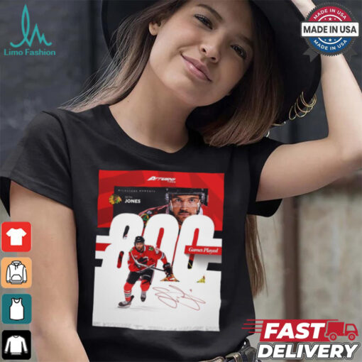 Milestone Moments Seth Jones Chicago Blackhawks 800 Game Played Signature Poster t shirt