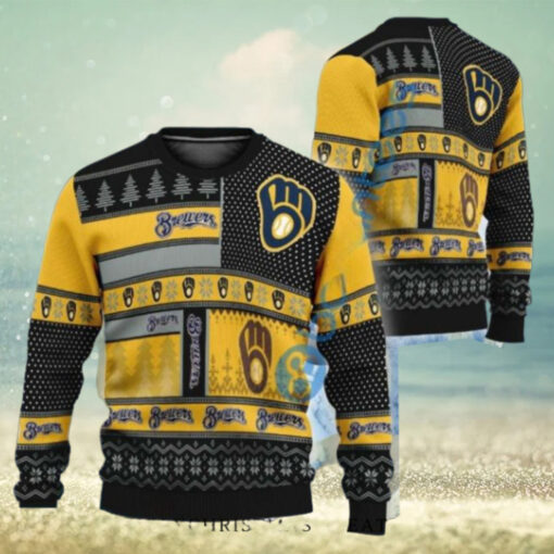 Milwaukee Brewers Patchwork Pattern Ugly Christmas Sweater