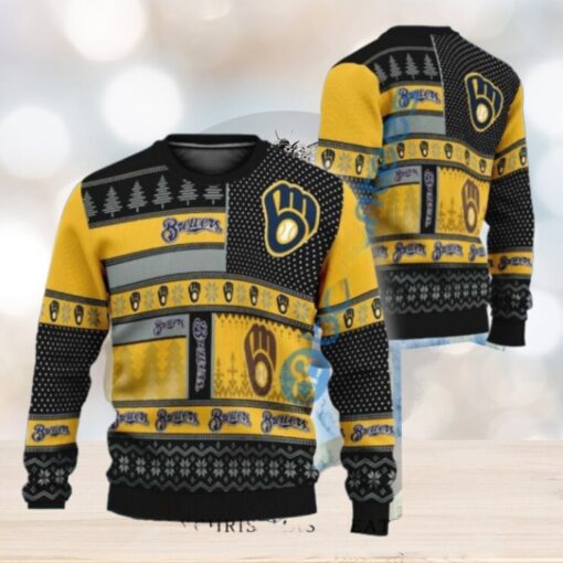 Milwaukee Brewers Patchwork Pattern Ugly Christmas Sweater