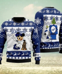 Minnie Mouse Dodgers Ugly Christmas Sweater With Trophy