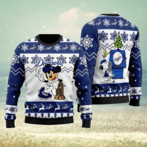 Minnie Mouse Dodgers Ugly Christmas Sweater With Trophy