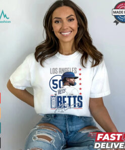 Mookie betts #50 white signature shirt
